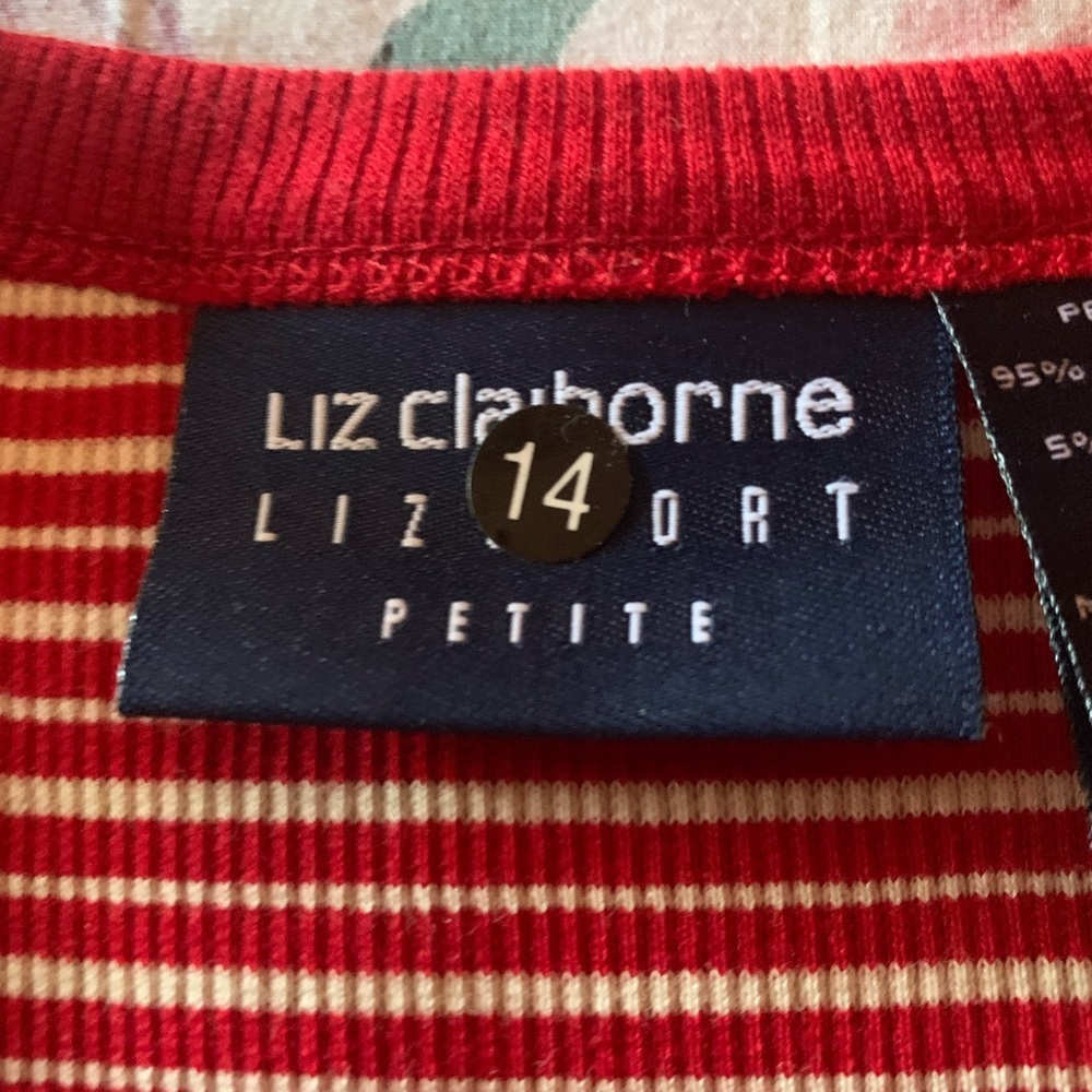 Liz Claiborne Petite Red and White Striped Top Size Medium P - Picture 5 of 7